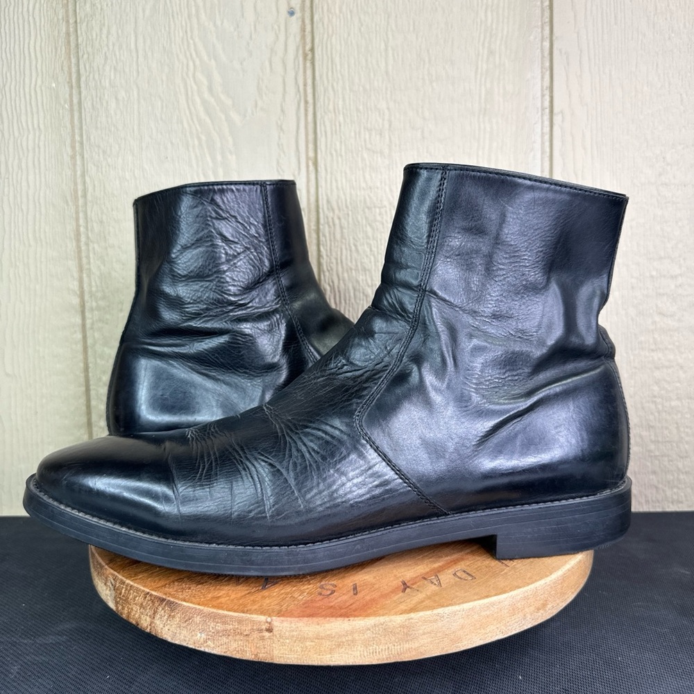 To Boot New York Adam Derrick Genuine Leather Black Boots Italy Made Size 12